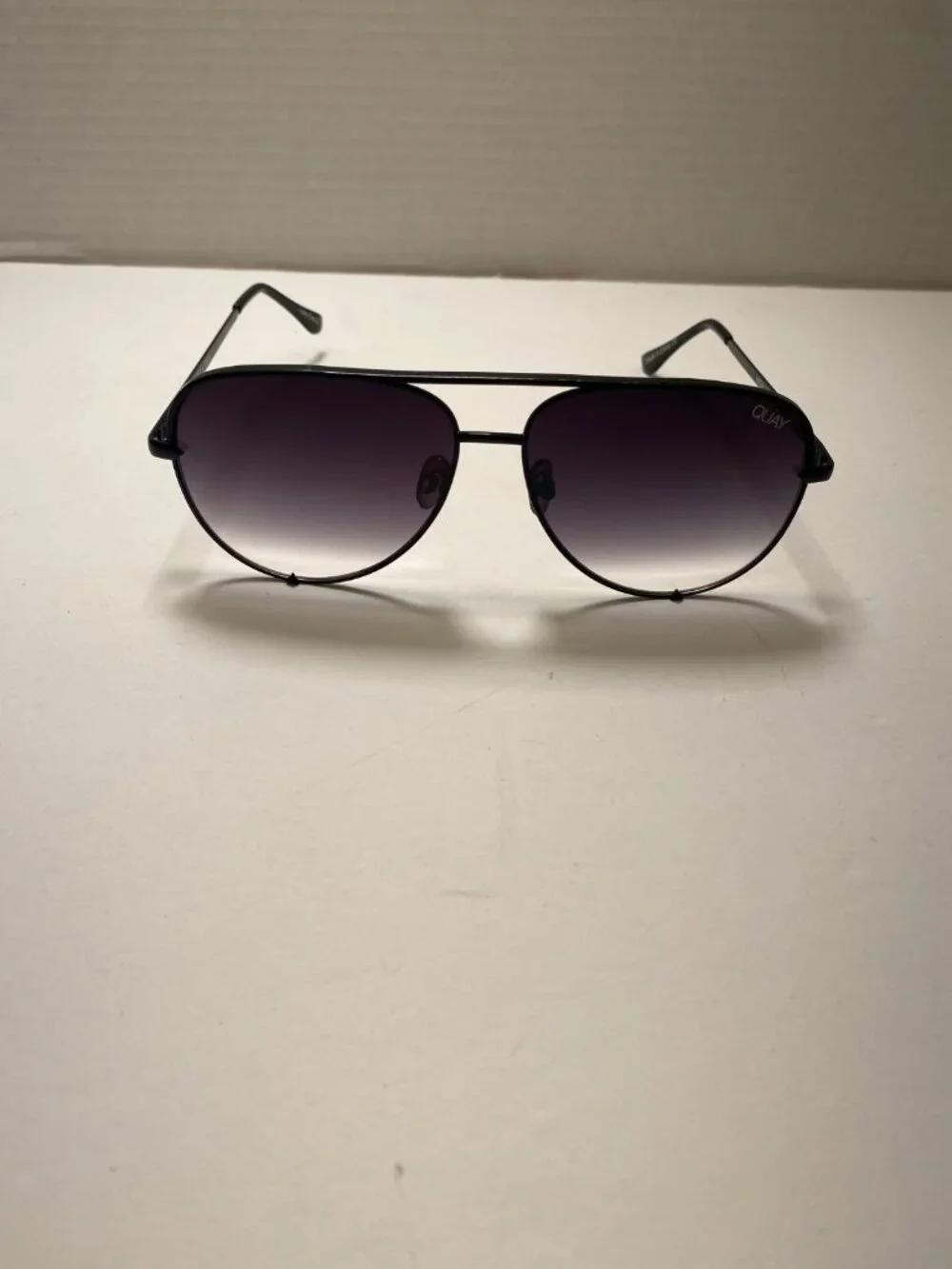 Quay x Desi High Key Black Aviator Sunglasses 111 Frames Gradient Lenses